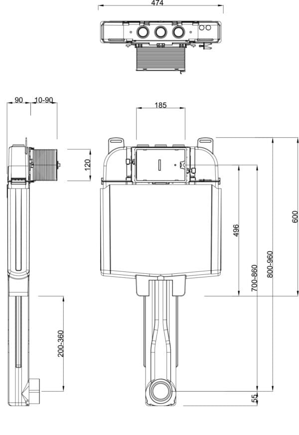 DOLPHIN SLIMLINE ELECTRONIC CISTERN - FRAMELESS - Image 2