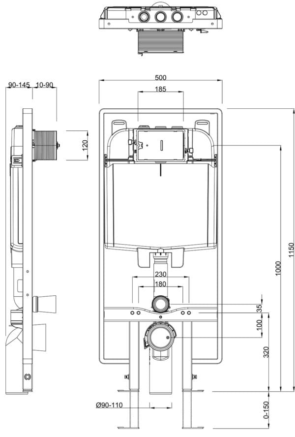 DOLPHIN SLIMLINE ELECTRONIC CISTERN - 1150MM FRAME - Image 2
