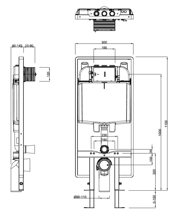 DOLPHIN SLIMLINE PNEUMATIC CISTERN - 1150MM FRAME - Image 2