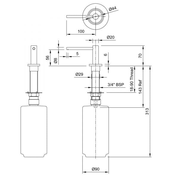 DOLPHIN TOP FILL LIQUID SOAP DISPENSER - Image 3