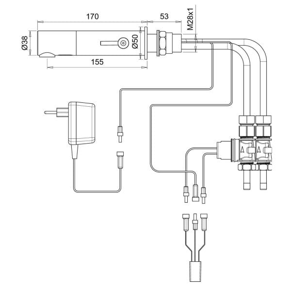 DOLPHIN PANEL MOUNTED ELECTRONIC INFRARED TAP WITH TEMPERATURE ADJUSTMENT LEVER - Image 2