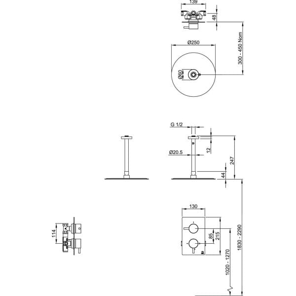 DOLPHIN SHOWER SET WITH CEILING MOUNTED HEAD - Image 4