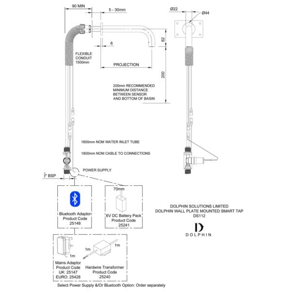 DOLPHIN INFORM SLIMLINE StrataPlate WALL TAP - Image 2