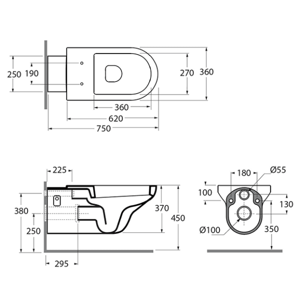 DOLPHIN WALL MOUNTED DOC M WC PAN AND SEAT - Image 2
