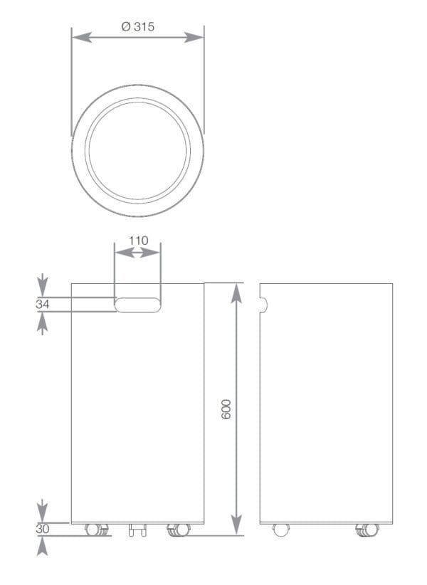 DOLPHIN STAINLESS STEEL ROUND BIN WITH CASTORS - Image 2