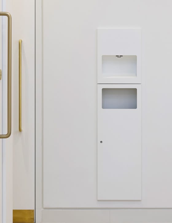 Recessed waste bins