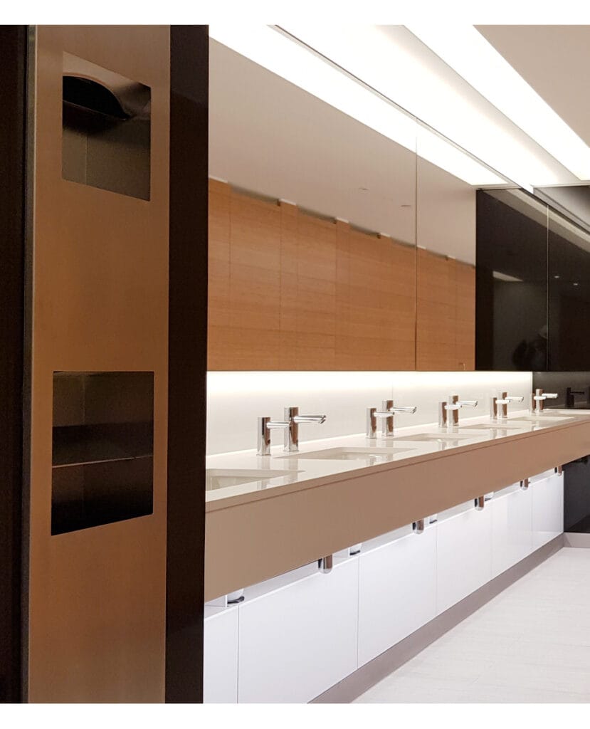Commercial waste bin capacity with paper towels or hand dryers