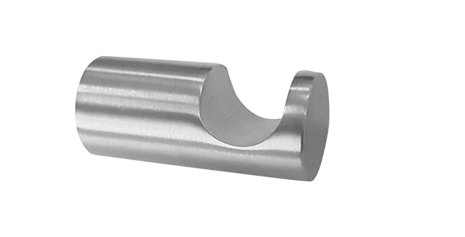 Straight robe hook with indent in chrome finish