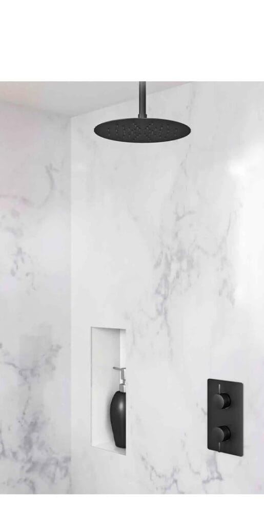 Shower set in black finish using TMV3 mixing valve