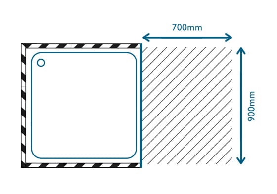 Commercial shower drying floor space size illustrated drawing