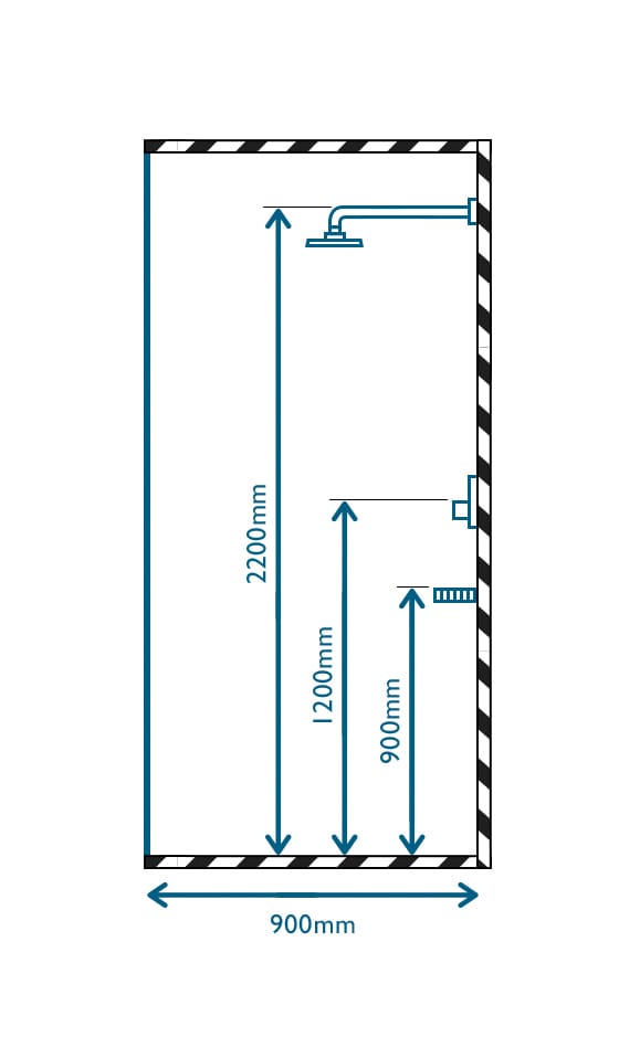 Commercial shower fittings dimensions illustrated drawing