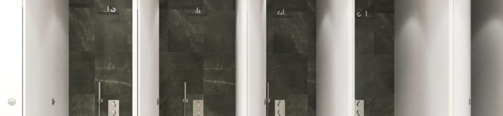 Traditional commercial shower cubicle