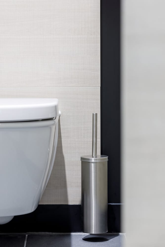 Wall-mounted WC pan and toilet brush holder