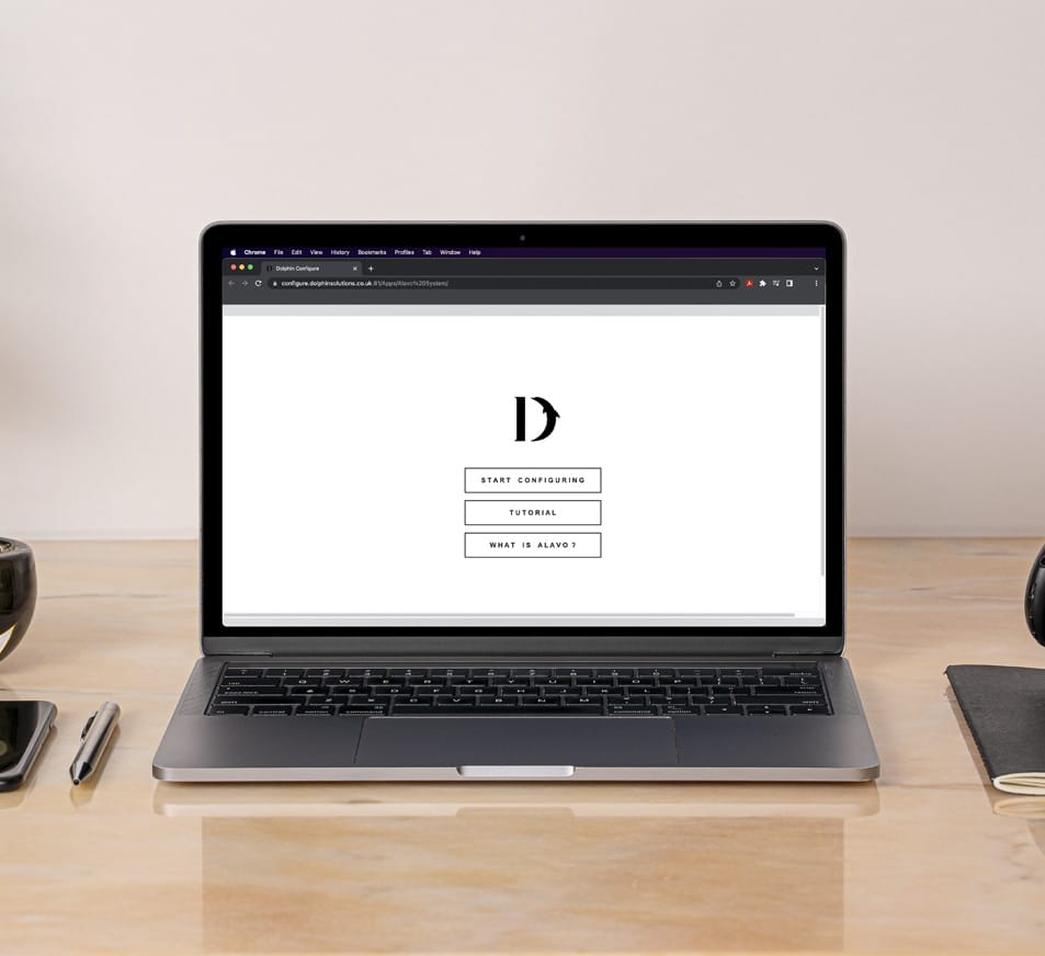ALAVO mirror system configure tool being used in a laptop