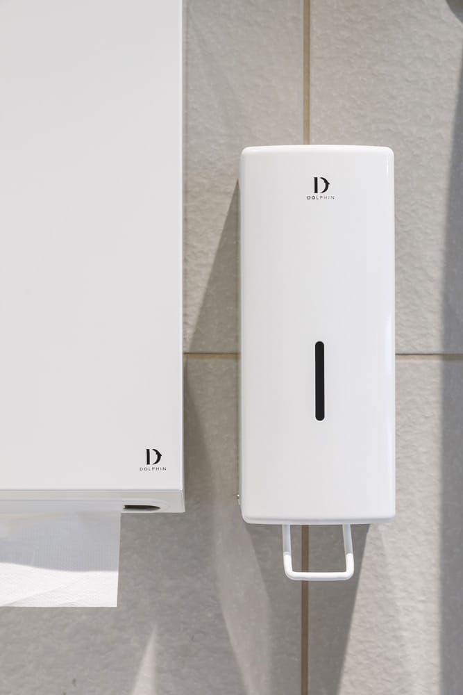 Special finished and white coloured paper towel dispenser and soap dispenser