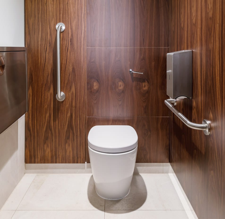 A WC pan with traditional float valve in a concealed cistern