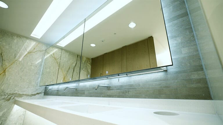 Alavo Behind Mirror System and sensor taps washroom project