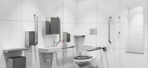 A tall Doc M mirror for a wheelchair toilet