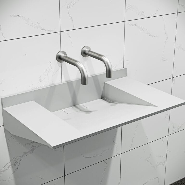 Product rendering of DS111 with DS311 InForm SMART soap dispenser and tap