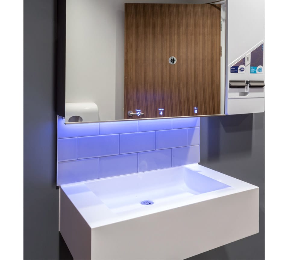 Small vanity unit installed with an instant hot water system