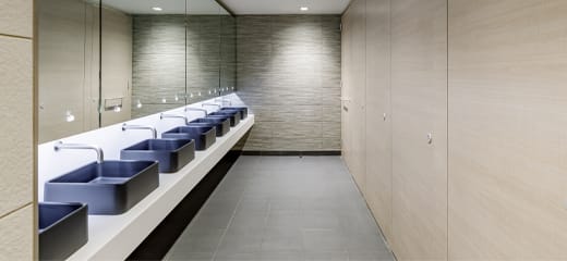 Sustainable washroom design installed with environmental washroom products