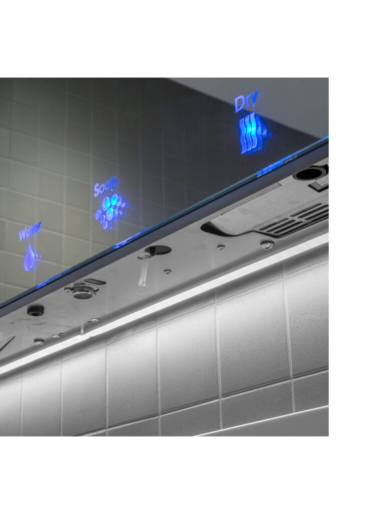 Downward view of behind mirror appliances