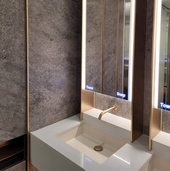 LED lighting around a behind mirror system
