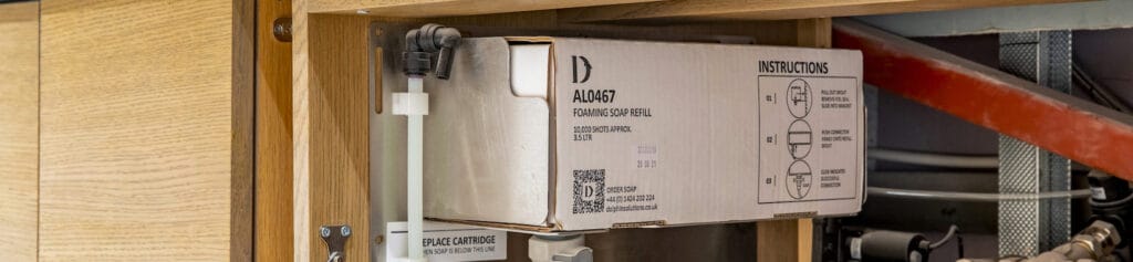 Dolphin cartridge soap dispenser installed in a multifeed system