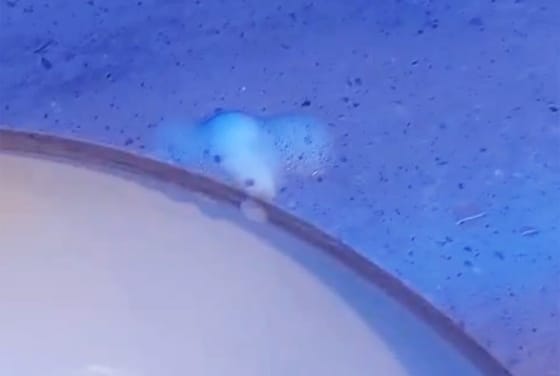 Soap dispenser leak dripped on the edge of washbasin
