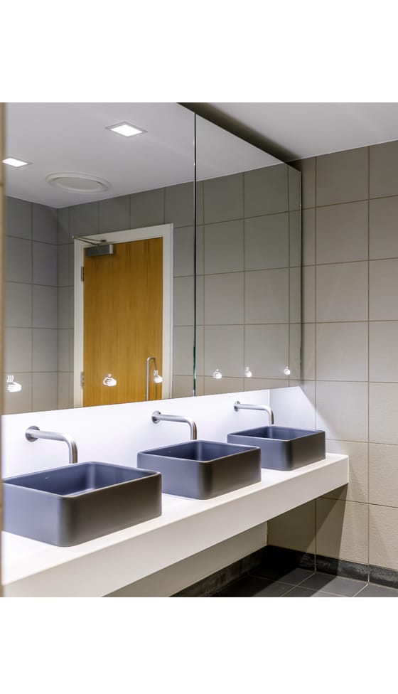 A well designed washstation in a commercial building