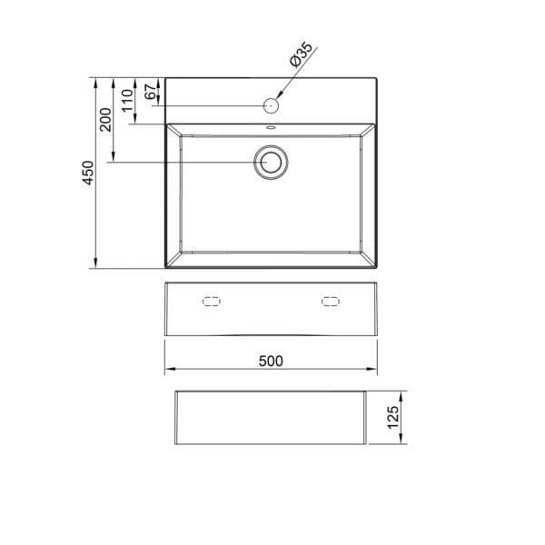 DOLPHIN RECTANGULAR WALL MOUNTED BASIN - Image 2