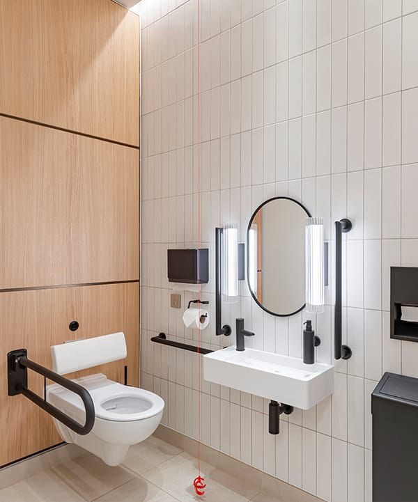 WELL compliant special finished accessible washroom at Saint Martin's Le Grand
