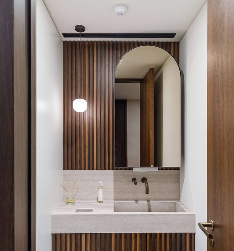 A perfect example of a resimercial washroom design at the Marylbone Place
