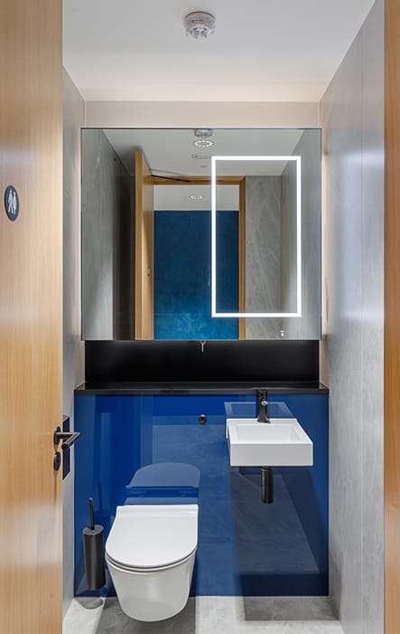 LED lit washroom mirrors by Dolphin Solutions at the MET building