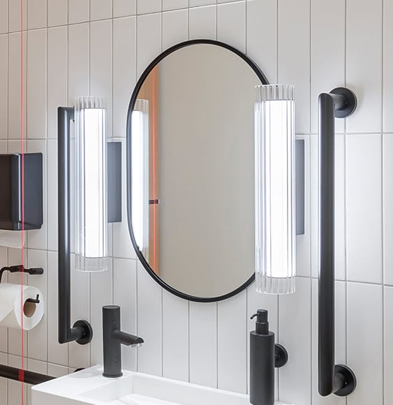 Non-illuminated mirrors by Dolphin Solutions at St. Martin's Le Grand