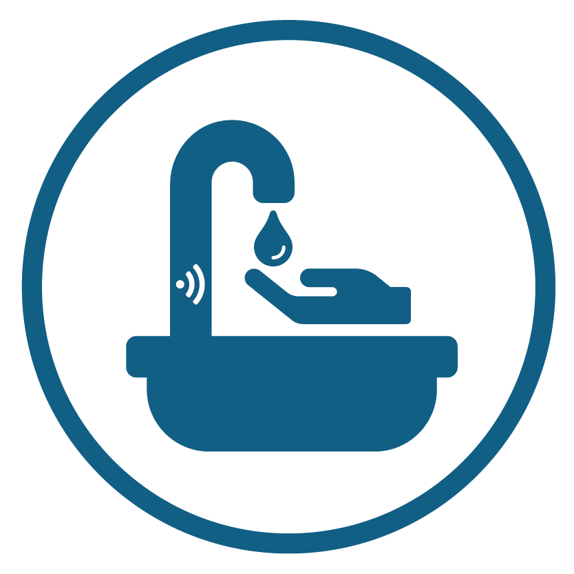 Commercial washroom tap and washbasin icon