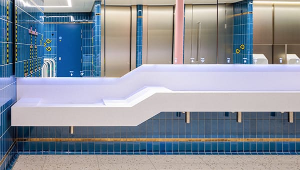 Solid Surface Wash Trough at Piccadilly Circus