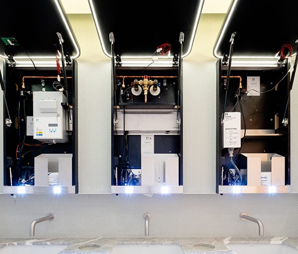 SMART washroom technology incorporated in WashWall Solo mirror system