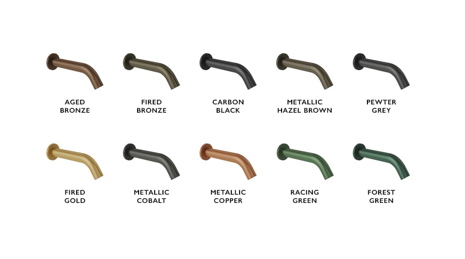 Ceramic coating special finish colours shown on taps