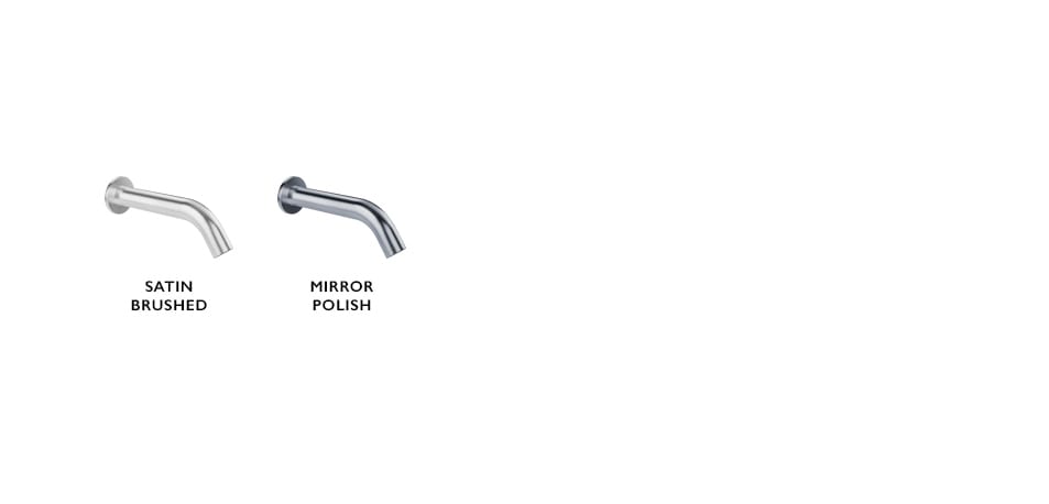 Stainless Steel Finishes shown on washroom taps