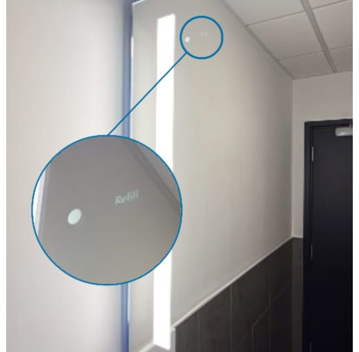 Mirror WashWall System refill indicator light