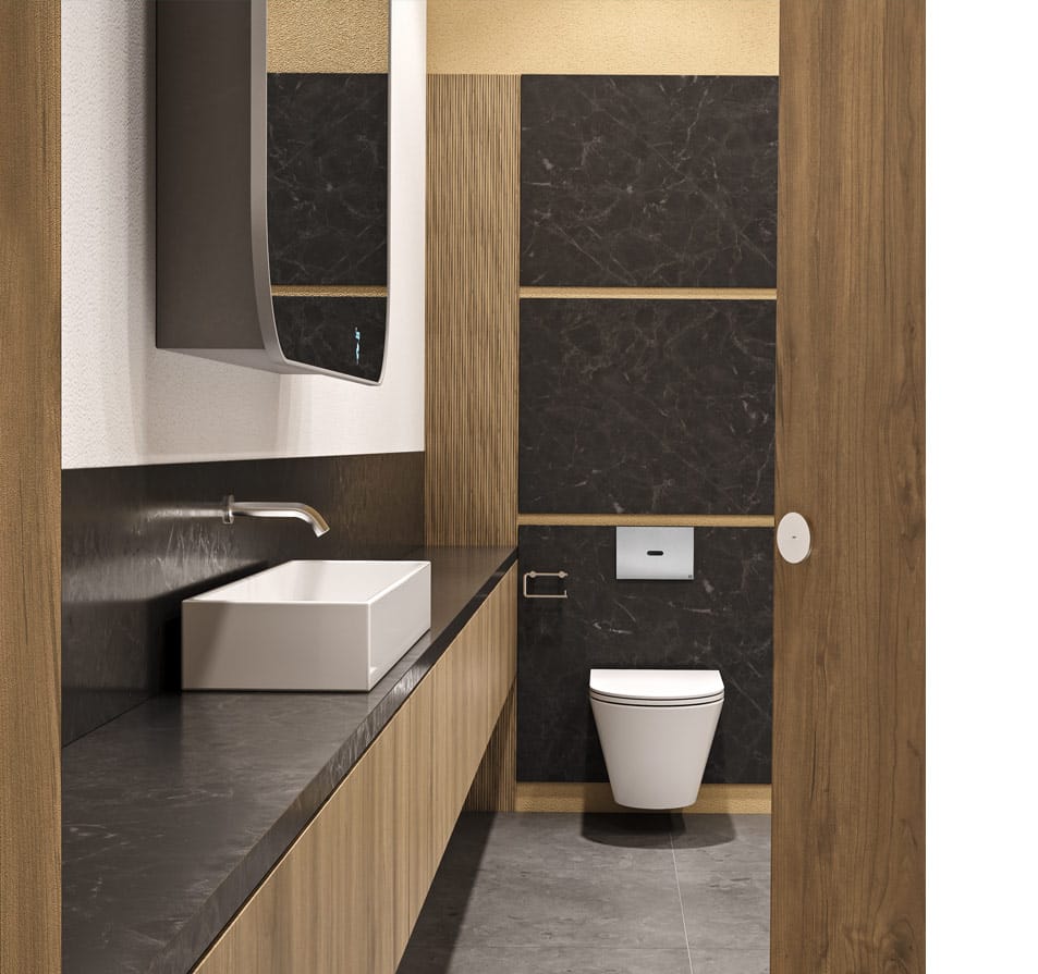 Washroom products controlled and monitored by SMART systems - taps and electronic flush plate