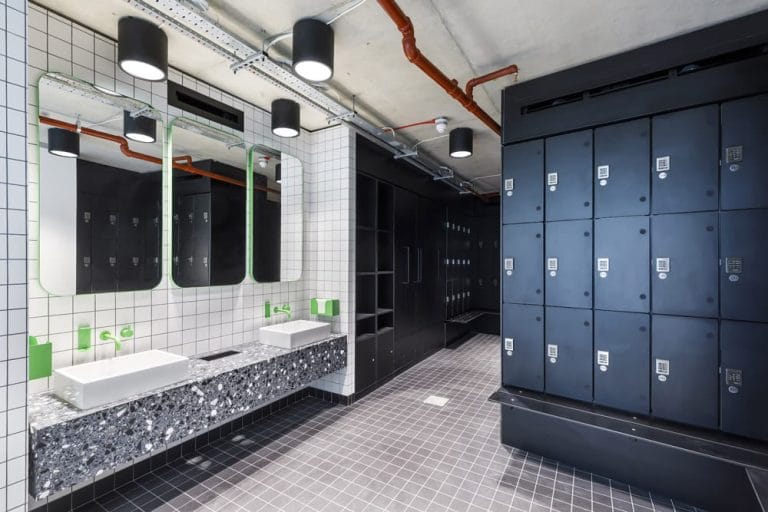 End-of-trip facility with green restroom fittings