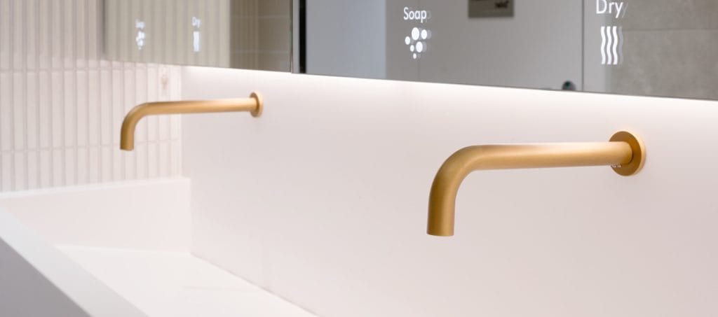 Fired bronze curved automatic faucet